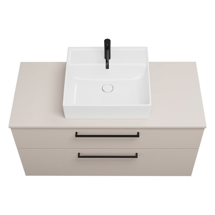 burgbad Eqio Waschtischkombination mit Keramik-Aufsatzwaschtisch 120 cm, mit Stangengriff G0234