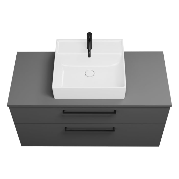 burgbad Eqio Waschtischkombination mit Keramik-Aufsatzwaschtisch 120 cm, mit Stangengriff G0234