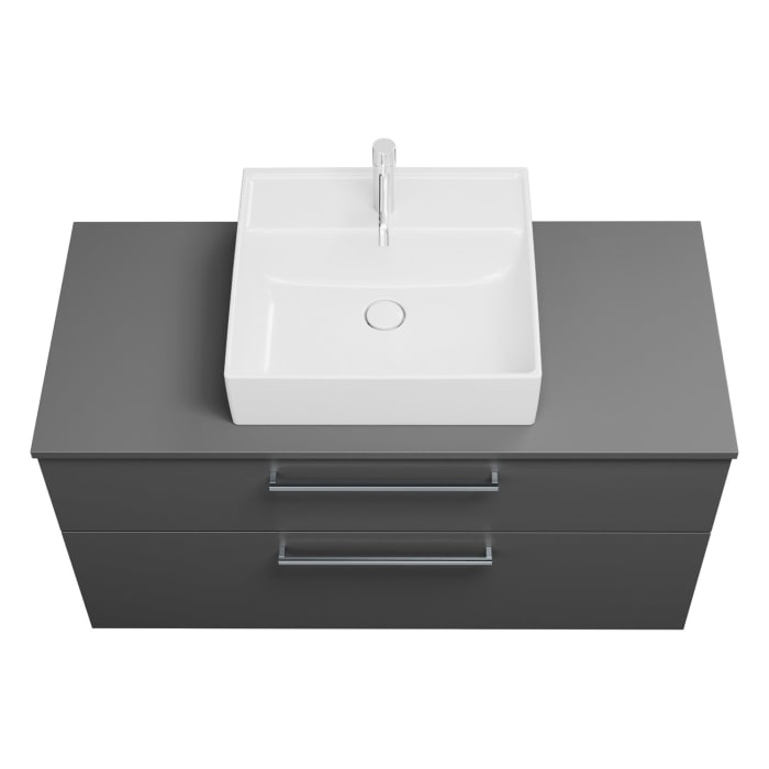 burgbad Eqio Waschtischkombination mit Keramik-Aufsatzwaschtisch 120 cm, mit Stangengriff P95