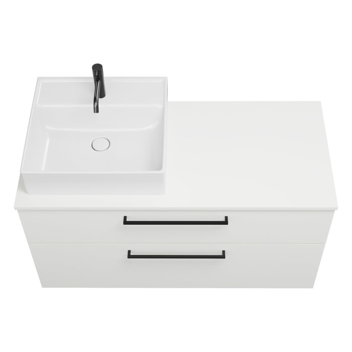 burgbad Eqio Waschtischkombination mit Keramik-Aufsatzwaschtisch 120 cm, links, mit Stangengriff G0234