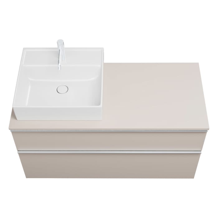 burgbad Eqio Waschtischkombination mit Keramik-Aufsatzwaschtisch 120 cm, links, mit Griffleiste G0251