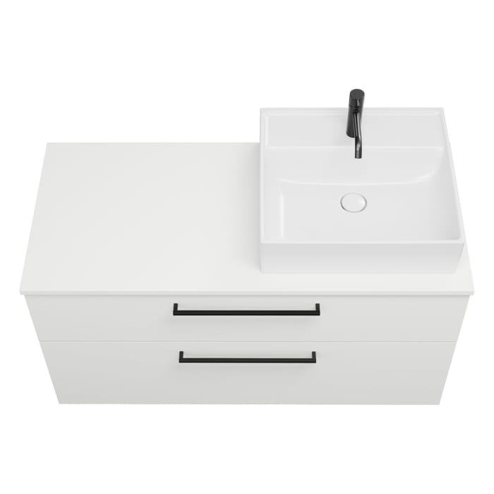 burgbad Eqio Waschtischkombination mit Keramik-Aufsatzwaschtisch 120 cm, rechts, mit Stangengriff G0234