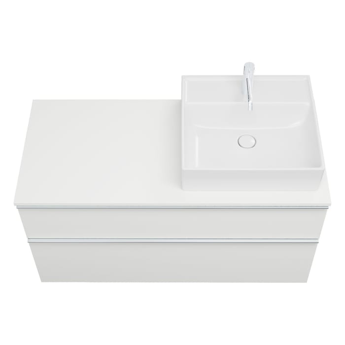 burgbad Eqio Waschtischkombination mit Keramik-Aufsatzwaschtisch 120 cm, rechts, mit Griffleiste G0251