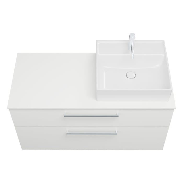 burgbad Eqio Waschtischkombination mit Keramik-Aufsatzwaschtisch 120 cm, rechts, mit Stangengriff P95