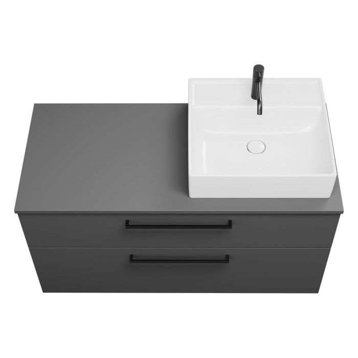 burgbad Eqio Waschtischkombination mit Keramik-Aufsatzwaschtisch 120 cm, rechts, mit Stangengriff G0234