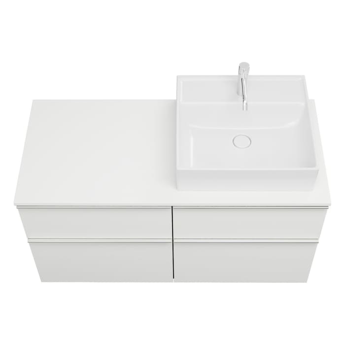 burgbad Eqio Waschtischkombination mit Keramik-Aufsatzwaschtisch 120 cm, rechts, mit Griffleiste G0251