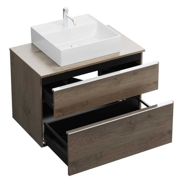 burgbad Eqio Waschtischkombination mit Keramik-Aufsatzwaschtisch 90 cm, mit Griffleiste G0251