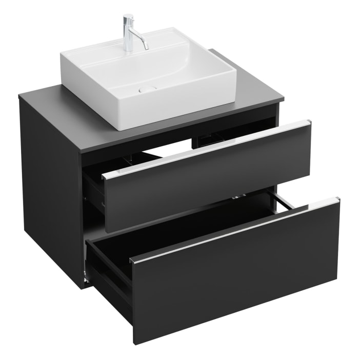 burgbad Eqio Waschtischkombination mit Keramik-Aufsatzwaschtisch 90 cm, mit Griffleiste G0251