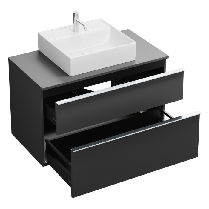 burgbad Eqio Waschtischkombination mit Keramik-Aufsatzwaschtisch 100 cm, mit Griffleiste G0251