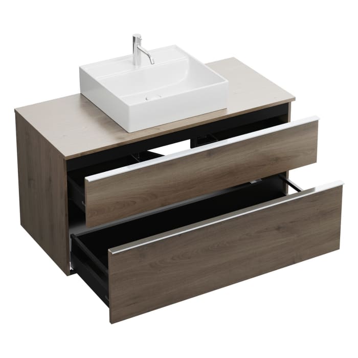 burgbad Eqio Waschtischkombination mit Keramik-Aufsatzwaschtisch 120 cm, mit Griffleiste G0251