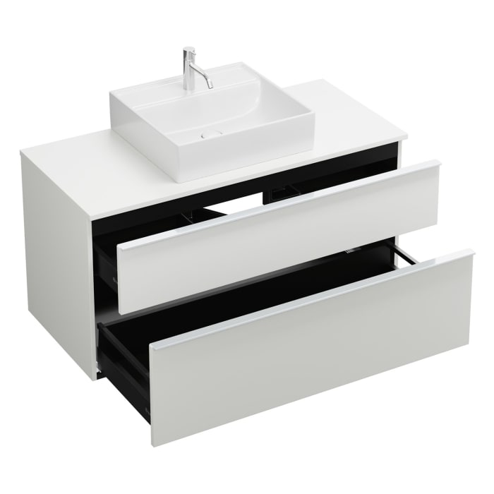 burgbad Eqio Waschtischkombination mit Keramik-Aufsatzwaschtisch 120 cm, mit Griffleiste G0251