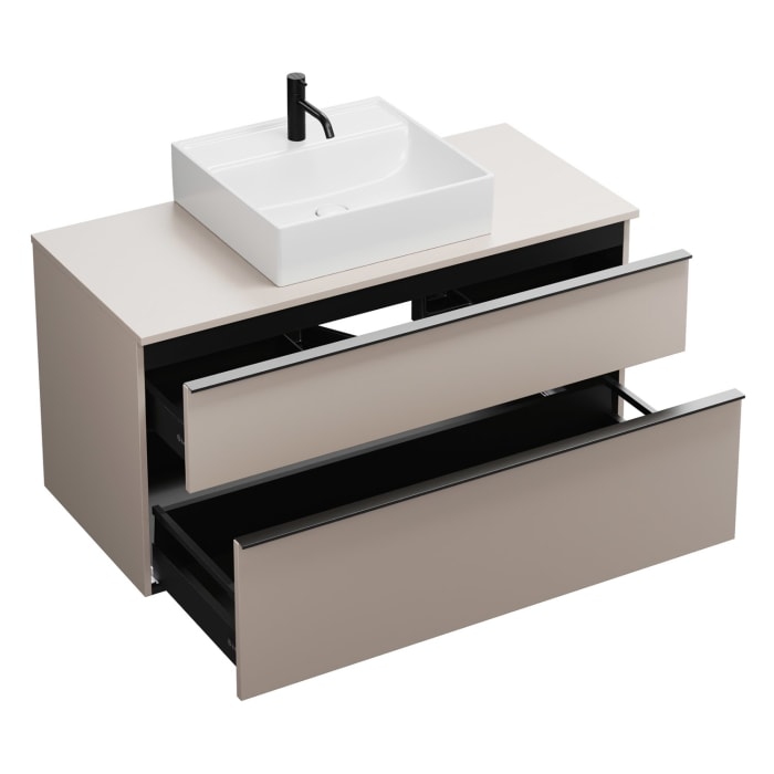 burgbad Eqio Waschtischkombination mit Keramik-Aufsatzwaschtisch 120 cm, mit Griffleiste G0252