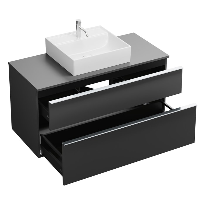 burgbad Eqio Waschtischkombination mit Keramik-Aufsatzwaschtisch 120 cm, mit Griffleiste G0251