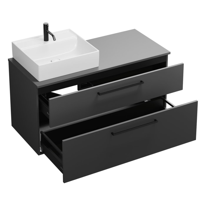 burgbad Eqio Waschtischkombination mit Keramik-Aufsatzwaschtisch 120 cm, links, mit Stangengriff G0234