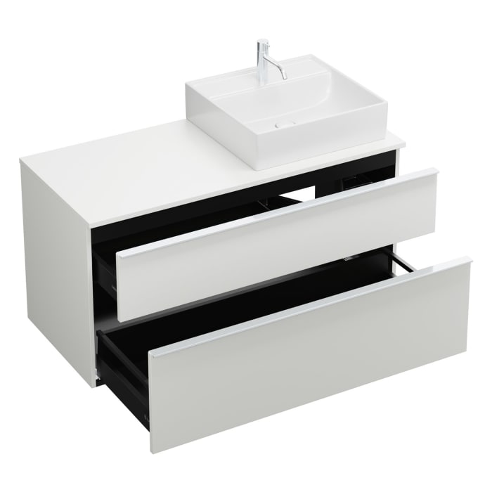 burgbad Eqio Waschtischkombination mit Keramik-Aufsatzwaschtisch 120 cm, rechts, mit Griffleiste G0251