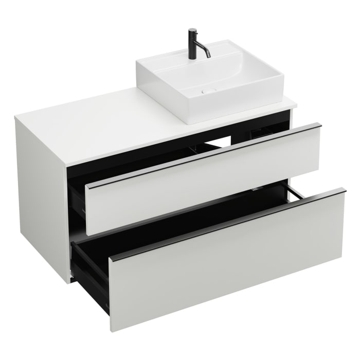 burgbad Eqio Waschtischkombination mit Keramik-Aufsatzwaschtisch 120 cm, rechts, mit Griffleiste G0252