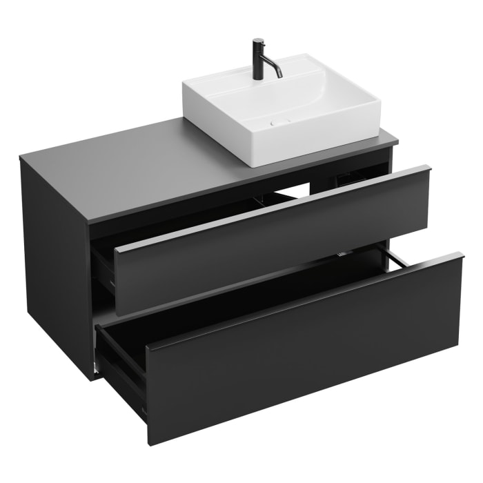 burgbad Eqio Waschtischkombination mit Keramik-Aufsatzwaschtisch 120 cm, rechts, mit Griffleiste G0252