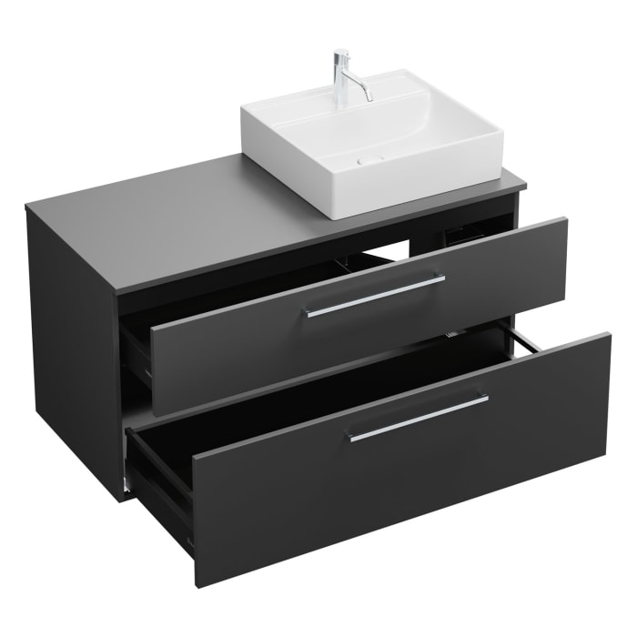 burgbad Eqio Waschtischkombination mit Keramik-Aufsatzwaschtisch 120 cm, rechts, mit Stangengriff P95