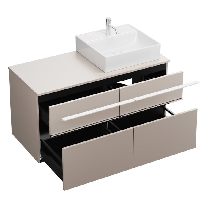 burgbad Eqio Waschtischkombination mit Keramik-Aufsatzwaschtisch 120 cm, rechts, mit Griffleiste G0251