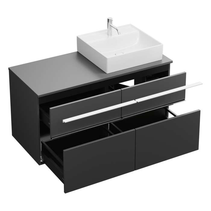 burgbad Eqio Waschtischkombination mit Keramik-Aufsatzwaschtisch 120 cm, rechts, mit Griffleiste G0251