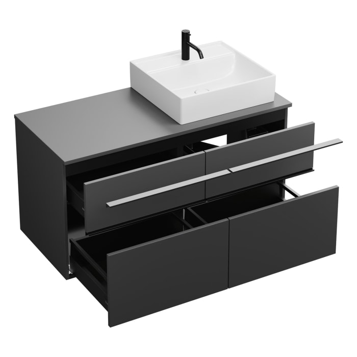 burgbad Eqio Waschtischkombination mit Keramik-Aufsatzwaschtisch 120 cm, rechts, mit Griffleiste G0252