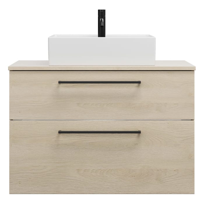 burgbad Eqio Waschtischkombination mit Keramik-Aufsatzwaschtisch 90 cm, mit Stangengriff G0234