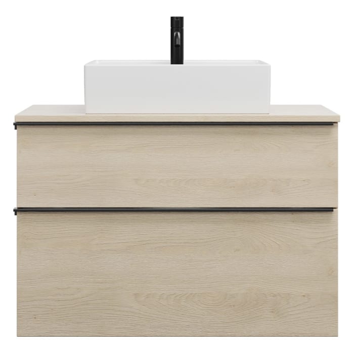 burgbad Eqio Waschtischkombination mit Keramik-Aufsatzwaschtisch 90 cm, mit Griffleiste G0252