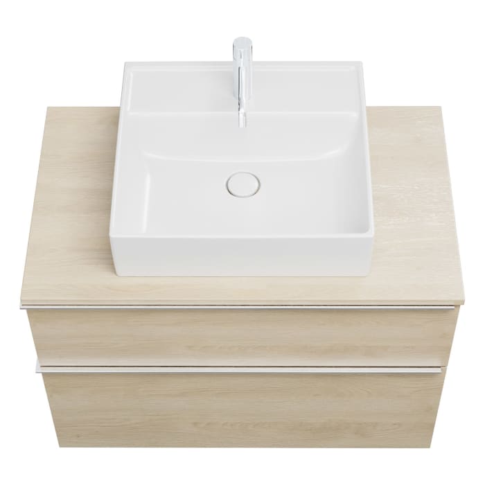 burgbad Eqio Waschtischkombination mit Keramik-Aufsatzwaschtisch 90 cm, mit Griffleiste G0251