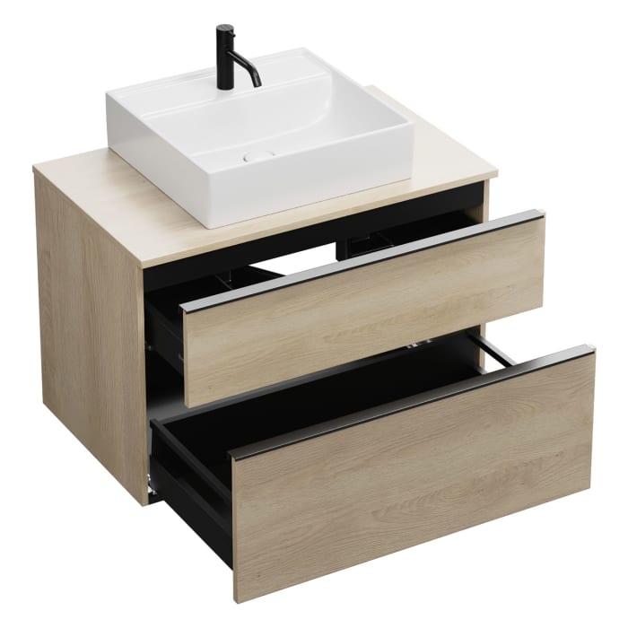 burgbad Eqio Waschtischkombination mit Keramik-Aufsatzwaschtisch 90 cm, mit Griffleiste G0252