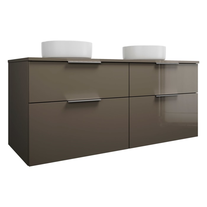 burgbad Eqio Waschtischkombination mit Keramik-Aufsatzwaschtisch 140 cm, mit Griff G0146