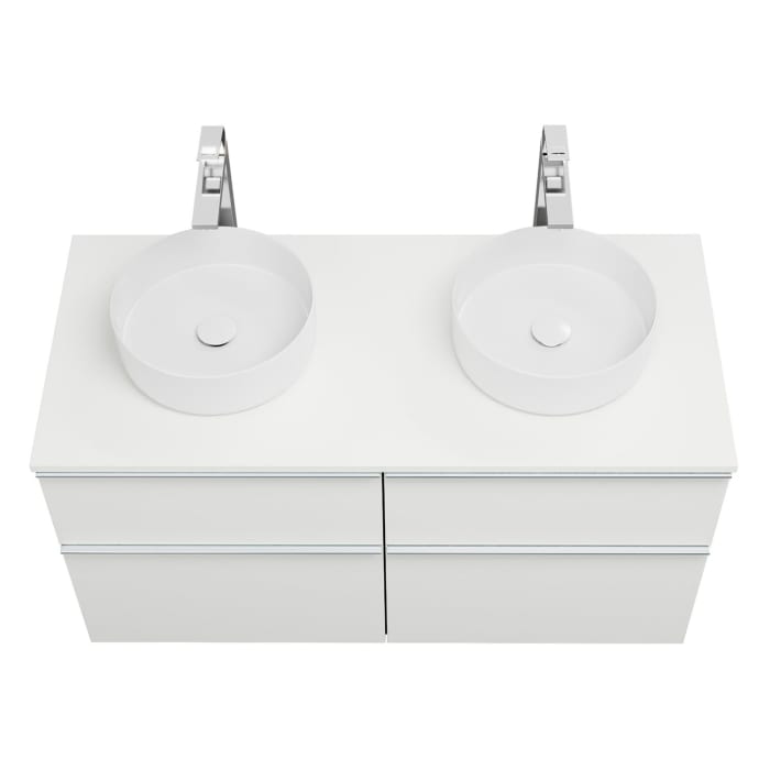 burgbad Eqio Waschtischkombination mit Keramik-Aufsatzwaschtisch 120 cm, links und rechts, mit Griffleiste G0251