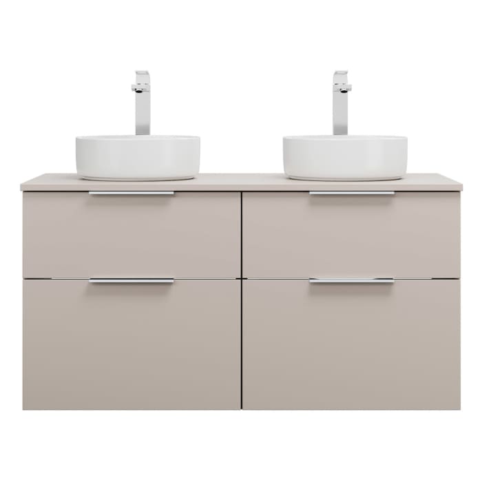 burgbad Eqio Waschtischkombination mit Keramik-Aufsatzwaschtisch 120 cm, links und rechts, mit Griff G0146