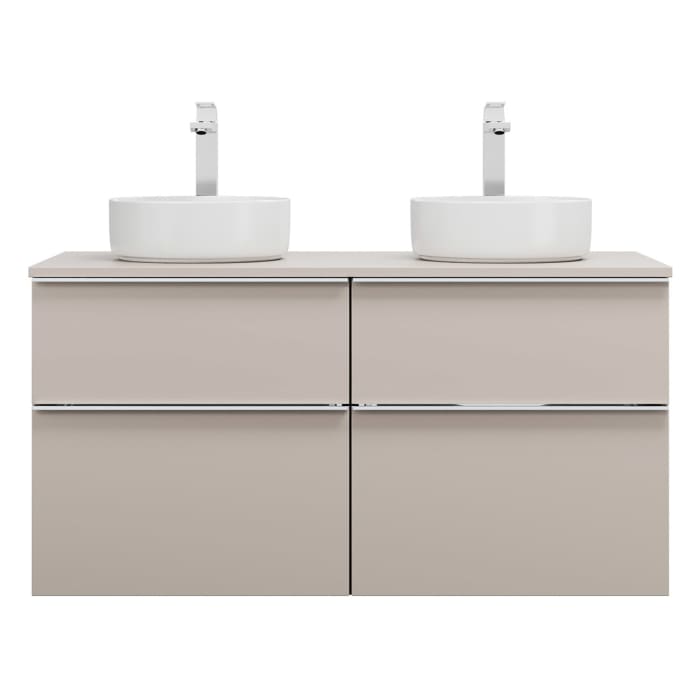 burgbad Eqio Waschtischkombination mit Keramik-Aufsatzwaschtisch 120 cm, links und rechts, mit Griffleiste G0251