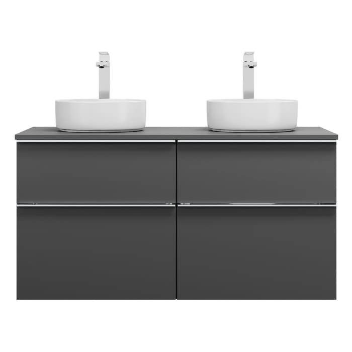 burgbad Eqio Waschtischkombination mit Keramik-Aufsatzwaschtisch 120 cm, links und rechts, mit Griffleiste G0251