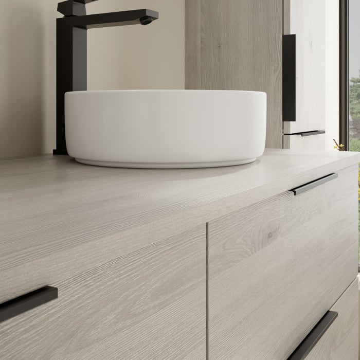 burgbad Eqio Waschtischkombination mit Keramik-Aufsatzwaschtisch 140 cm, mit Griff G0200