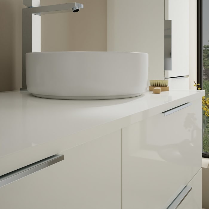 burgbad Eqio Waschtischkombination mit Keramik-Aufsatzwaschtisch 120 cm, links und rechts, mit Griff G0146