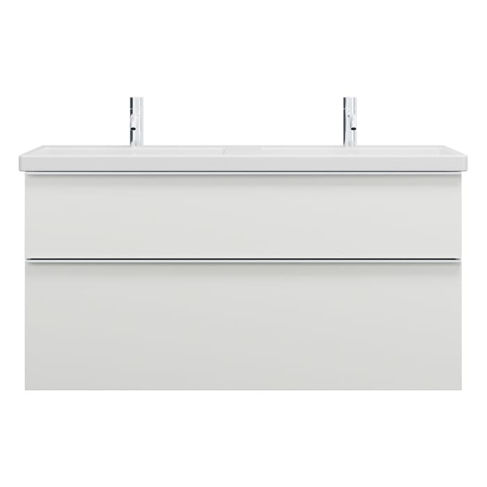 burgbad Eqio Waschtischkombination mit Keramik-Doppelwaschtisch, 123 cm, mit Griffleiste G0251