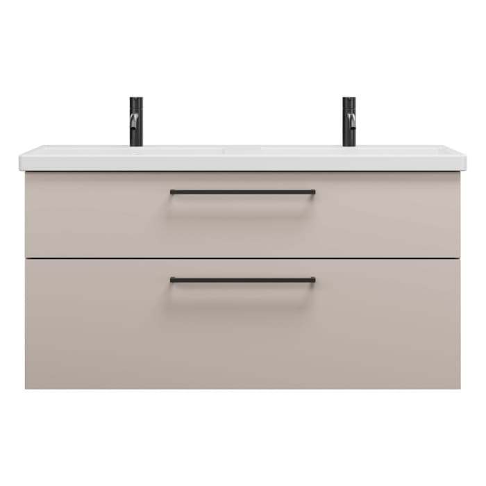 burgbad Eqio Waschtischkombination mit Keramik-Doppelwaschtisch, 123 cm, mit Stangengriff G0234