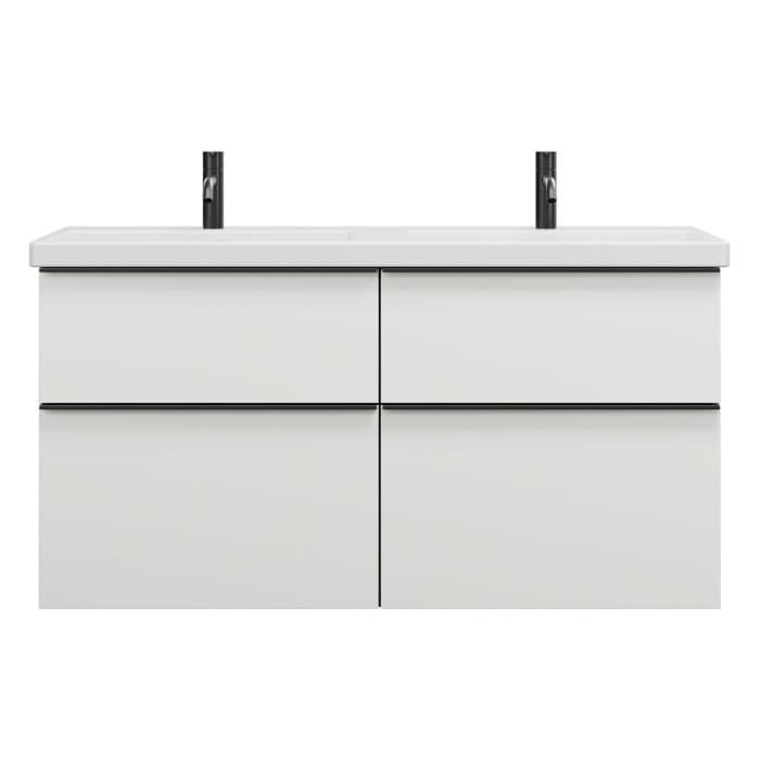 burgbad Eqio Waschtischkombination mit Keramik-Doppelwaschtisch, 123 cm, mit Griffleiste G0252