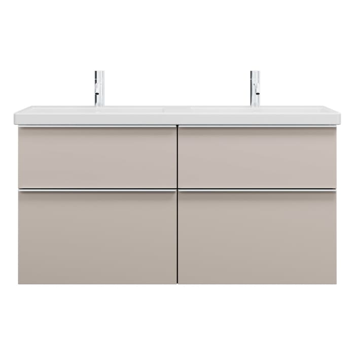 burgbad Eqio Waschtischkombination mit Keramik-Doppelwaschtisch, 123 cm, mit Griffleiste G0251