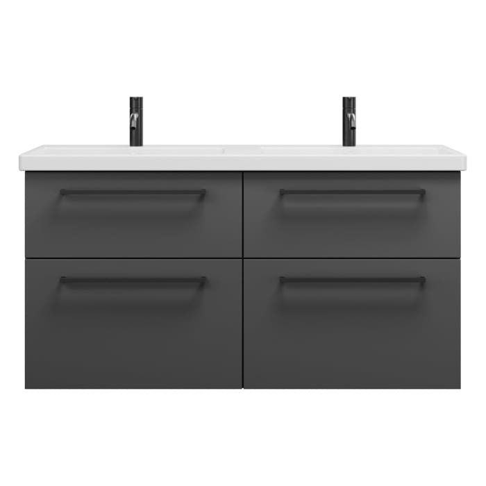 burgbad Eqio Waschtischkombination mit Keramik-Doppelwaschtisch, 123 cm, mit Stangengriff G0234