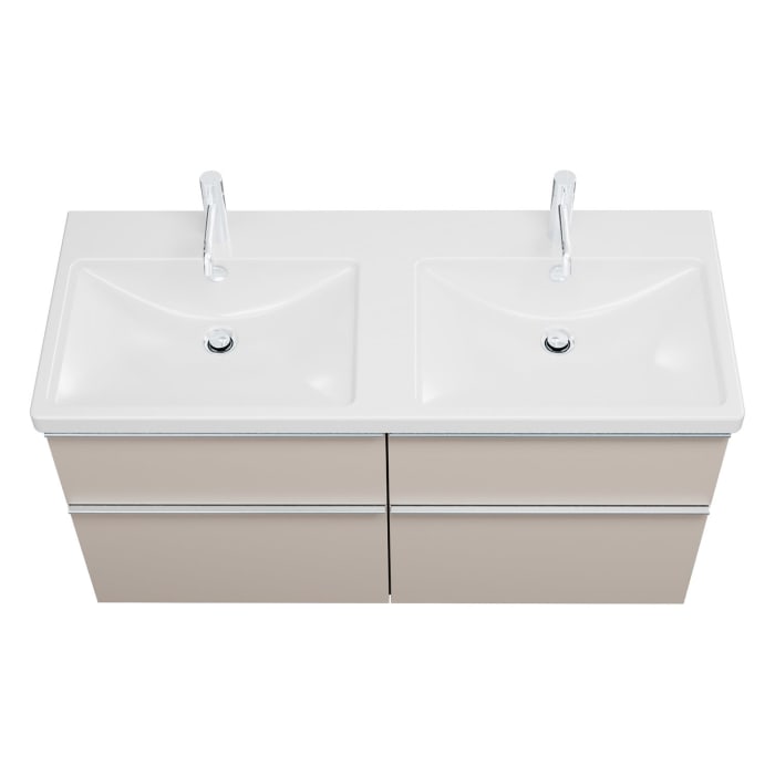 burgbad Eqio Waschtischkombination mit Keramik-Doppelwaschtisch, 123 cm, mit Griffleiste G0251