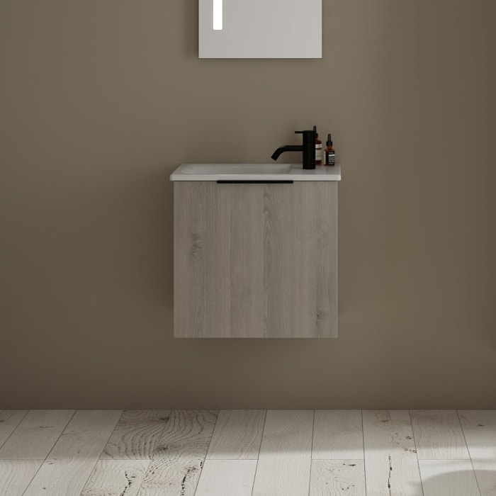 burgbad Eqio Waschtischkombination mit Keramik-Waschtisch Slim, 52 cm, mit Griff G0200