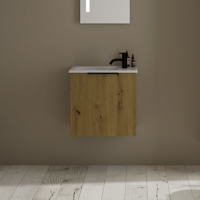 burgbad Eqio Waschtischkombination mit Keramik-Waschtisch Slim, 52 cm, mit Griff G0200