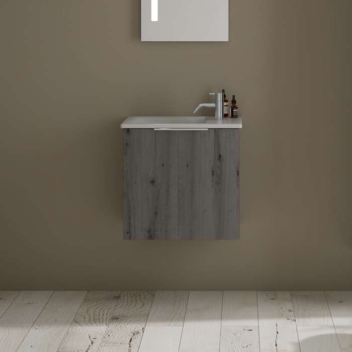 burgbad Eqio Waschtischkombination mit Keramik-Waschtisch Slim, 52 cm, mit Griff G0146