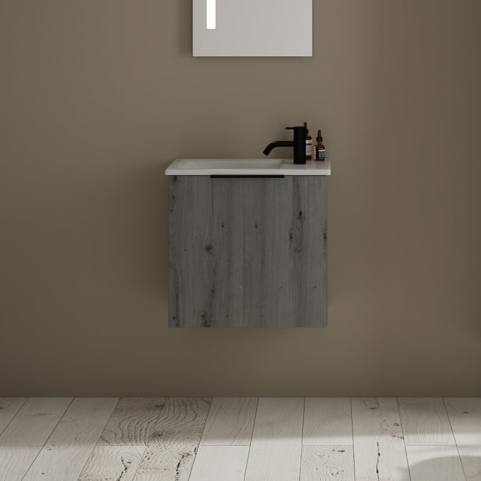 burgbad Eqio Waschtischkombination mit Keramik-Waschtisch Slim, 52 cm, mit Griff G0200