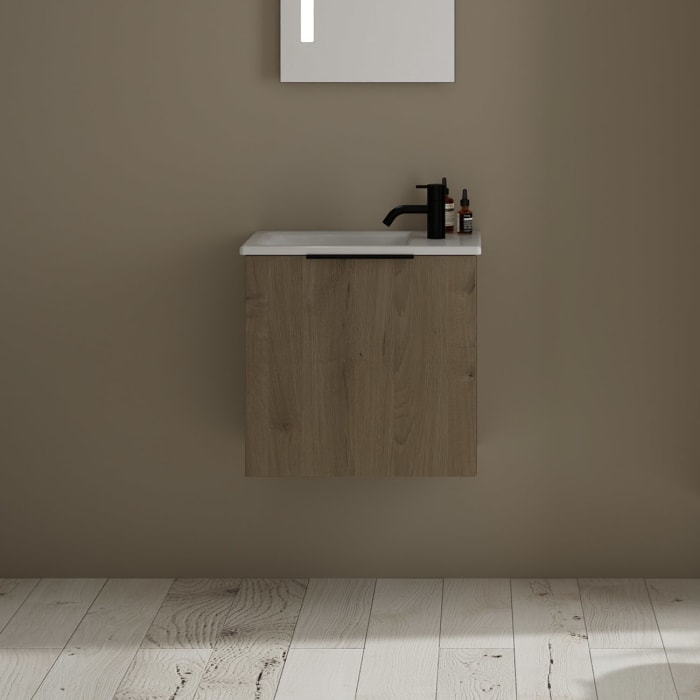 burgbad Eqio Waschtischkombination mit Keramik-Waschtisch Slim, 52 cm, mit Griff G0200