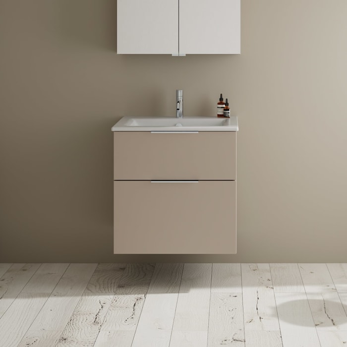 burgbad Eqio Waschtischkombination mit Keramik-Waschtisch Slim, 62 cm, mit Griff G0146