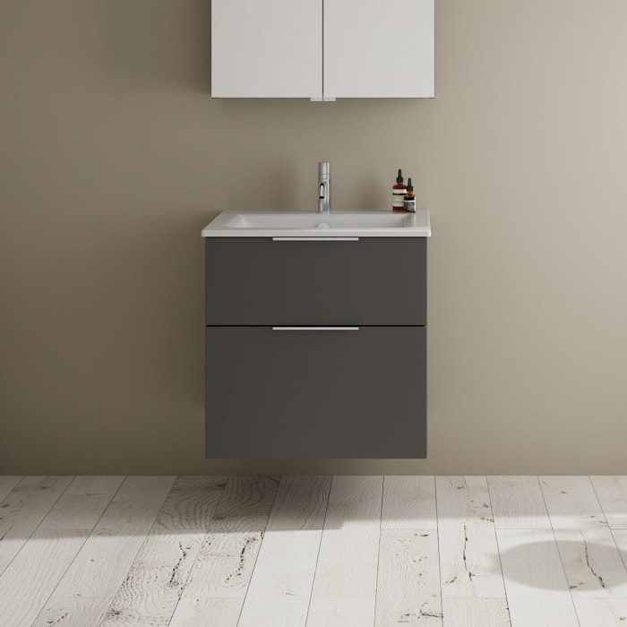 burgbad Eqio Waschtischkombination mit Keramik-Waschtisch Slim, 62 cm, mit Griff G0146