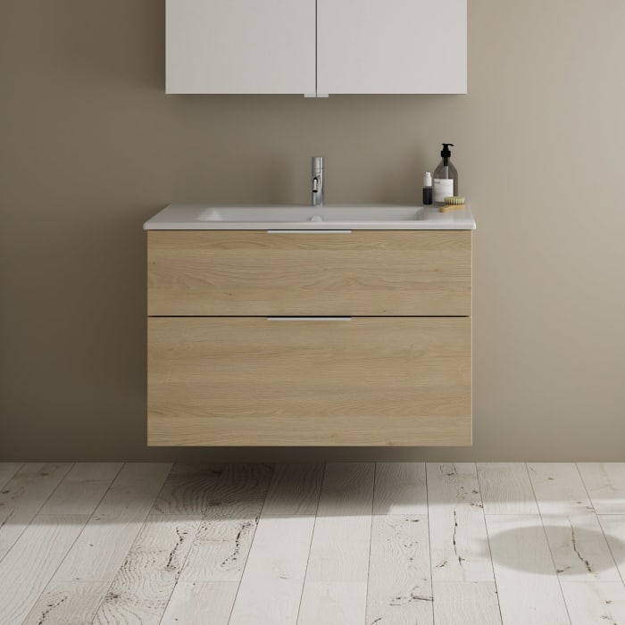 burgbad Eqio Waschtischkombination mit Keramik-Waschtisch Slim, 92 cm, mit Griff G0146